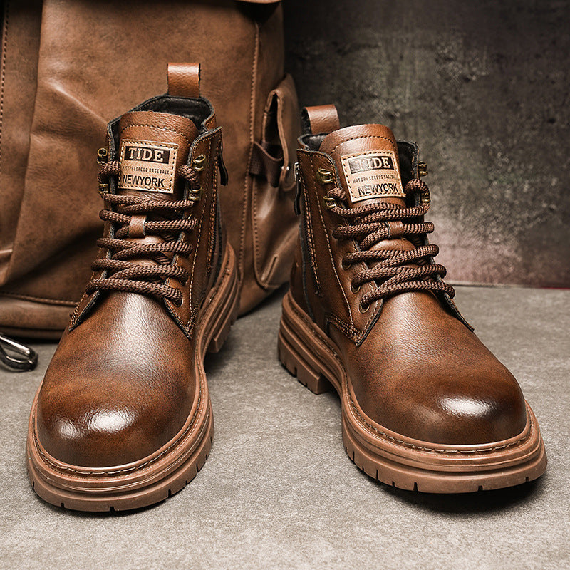 Nouvelles bottes de travail américaines vintage montantes tendance automne-hiver
