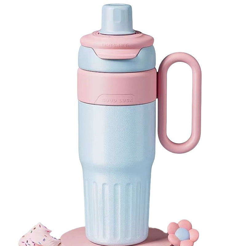 Gobelet isotherme double de 780 ml en acier inoxydable avec couvercle, grande capacité, avec paille, pour hommes et femmes.