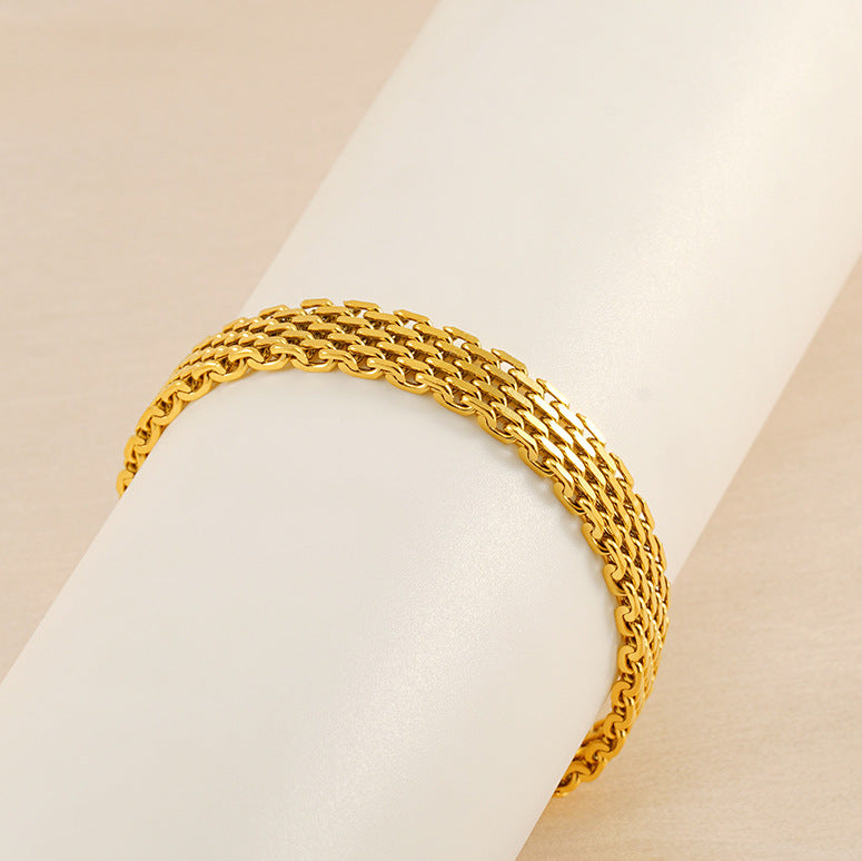 Bracelet à maillons pour femme, style business décontracté, en métal doré et argenté. Bijou