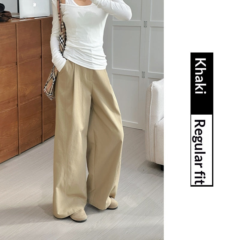 Pantalon décontracté ample à taille haute et jambes larges pour femme