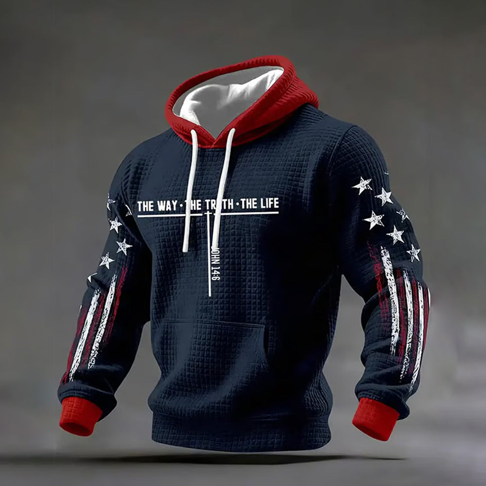 Sweat à capuche pour homme en maille épi imprimée numériquement 3D, pour un style urbain tendance
