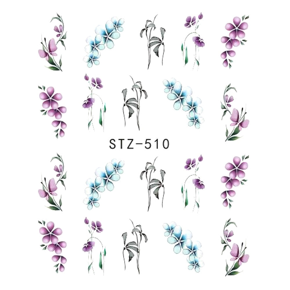 1 autocollant pour ongles papillon et fleur, transfert à l'eau, pour décoration d'ongles, tatouage, manucure, outils, pointe JISTZ508