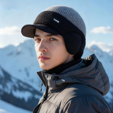 Bonnet chaud épais doublé polaire pour homme
