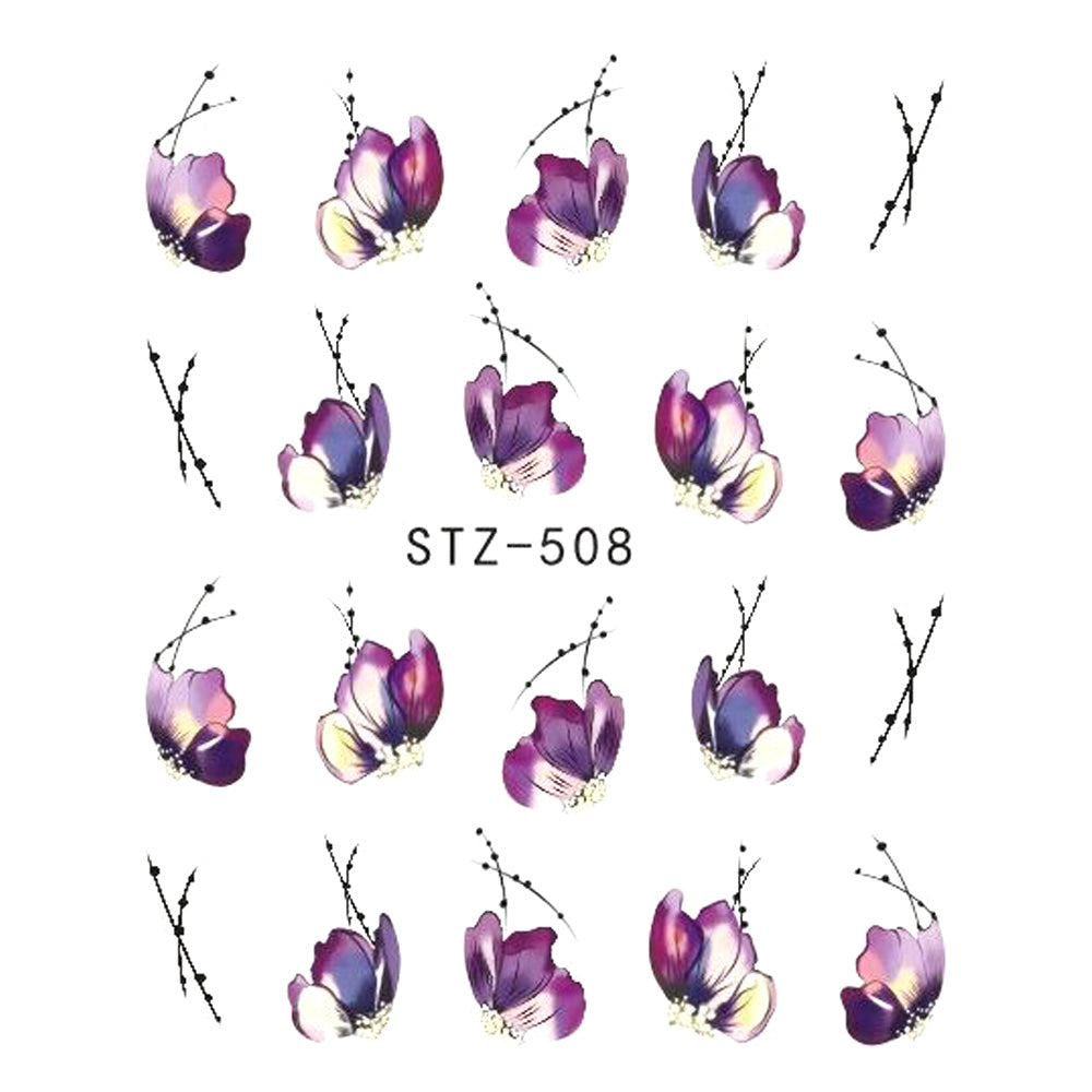 1 autocollant pour ongles papillon et fleur, transfert à l'eau, pour décoration d'ongles, tatouage, manucure, outils, pointe JISTZ508