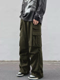 Pantalon parachute taille mi-haute jambes larges coupe décontractée