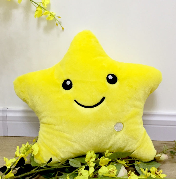 Coussin lumineux unique de 34 cm, motif étoiles vives, avec lumières LED colorées. Peluche en forme d'étoiles, cadeau idéal pour les enfants et les petites filles.
