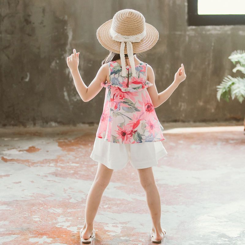 Ensemble d'été pour filles, vêtements pour enfants, style occidental, short coréen à manches courtes
