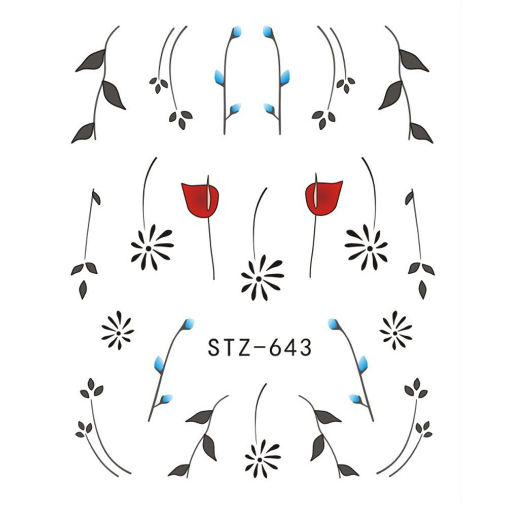 1 autocollant pour ongles papillon et fleur, transfert à l'eau, pour décoration d'ongles, tatouage, manucure, outils, pointe JISTZ508