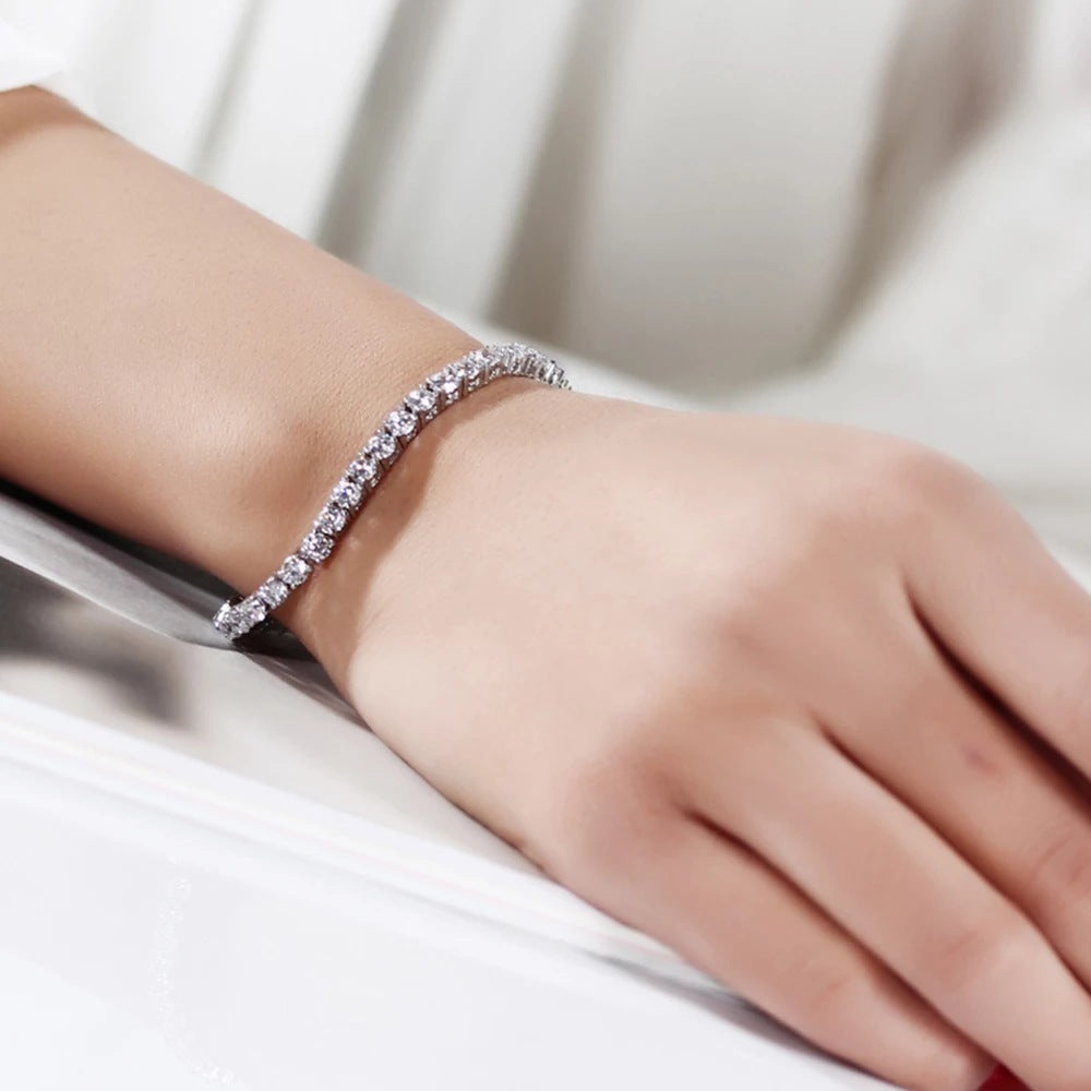 Bracelet en argent S925, longueur de chaîne 17-19 cm (chaîne tennis au choix).