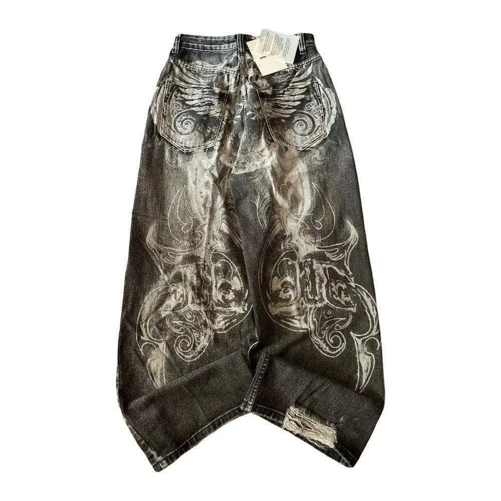 Pantalons droits streetwear rétro Y2K pour hommes et femmes