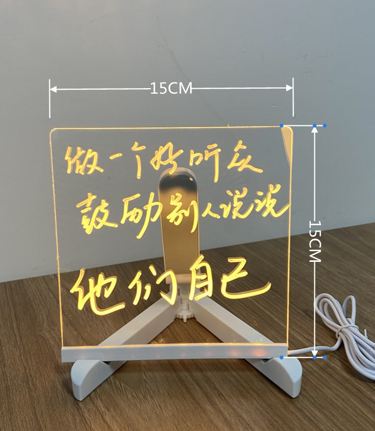 Tableau de notes LED en acrylique à monter soi-même, veilleuse, lampe de bureau LED USB avec 7 stylos, lampe pour noter les moments du quotidien et peindre
