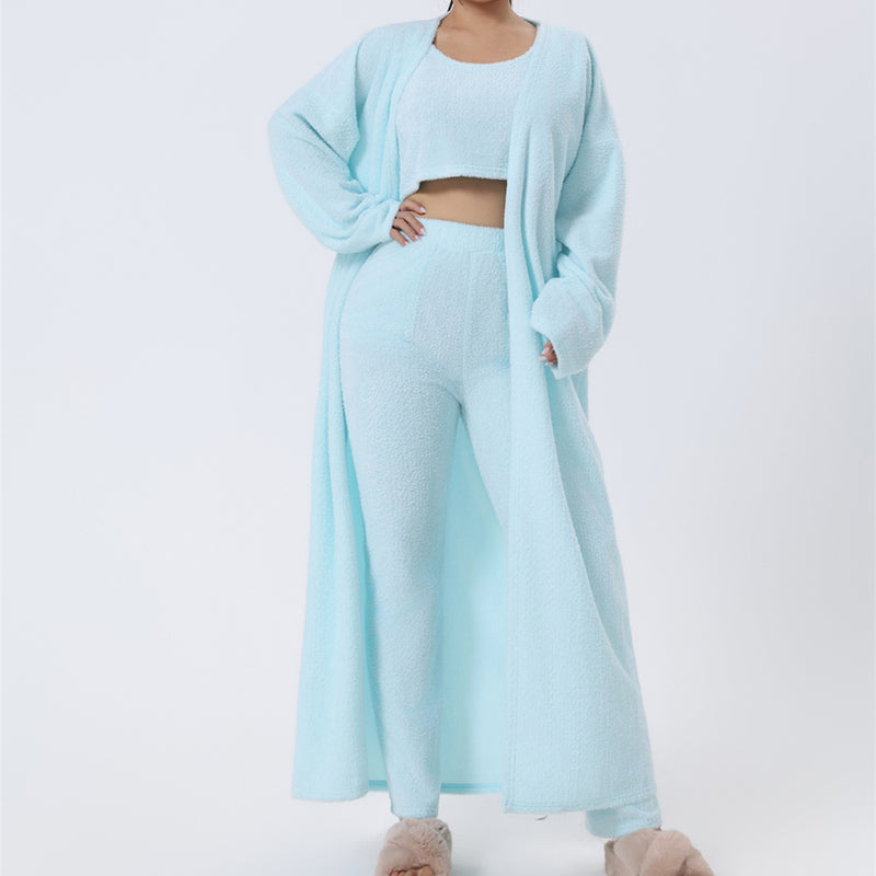 Ensemble pyjama confortable, ensemble de détente 3 pièces, vêtements d'intérieur mignons, ensembles chauds, ensemble assorti, ensemble de détente, ensembles pantalon 3 pièces, robe d'hiver pour femme