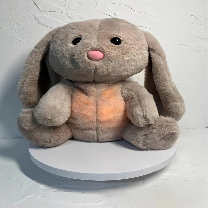 Lapin respirant en peluche sensorielle apaisante, idéal pour soulager l'anxiété des nouveau-nés et apaiser les bébés.