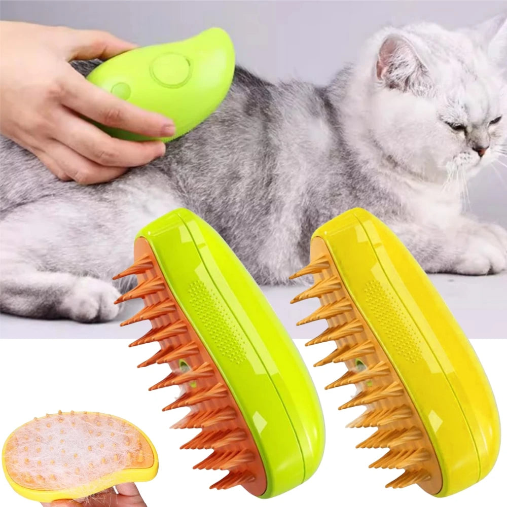 Brosse vapeur 3 en 1 pour chat, brosse vapeur pour chien, brosse électrique à spray pour poils de chat et massage