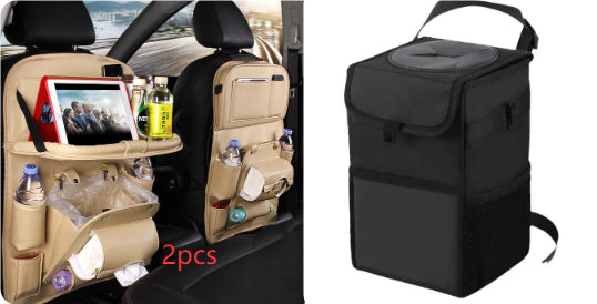 Sac de rangement de voiture en cuir PU multifonction, plateau de dossier de siège, sac de suspension étanche, organisateur de voiture, accessoires intérieurs automobiles