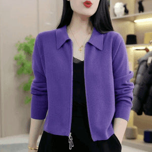 Veste courte zippée polyvalente et ample pour femme