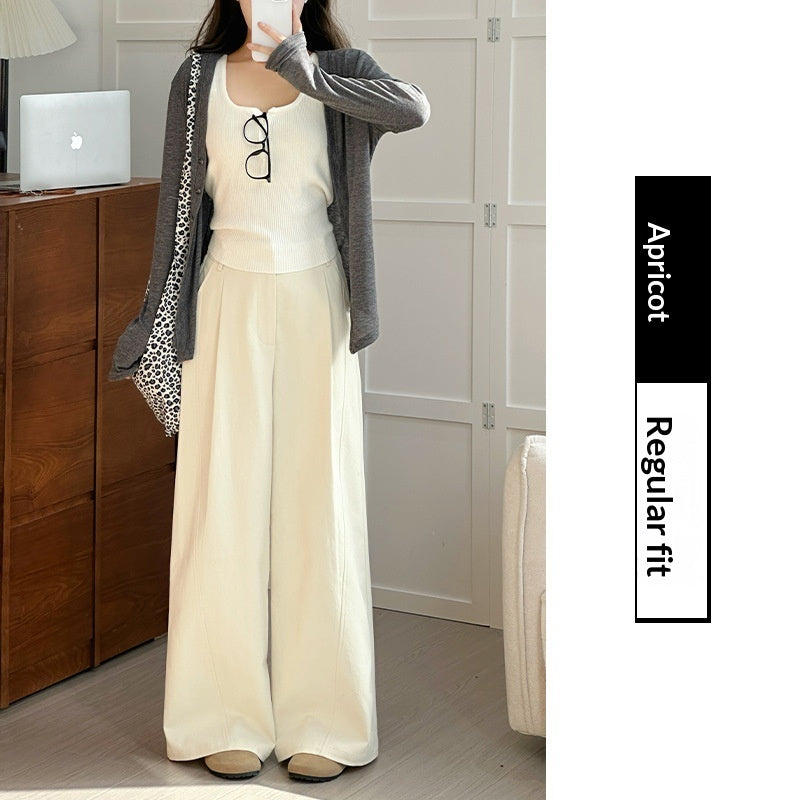 Pantalon décontracté ample à taille haute et jambes larges pour femme