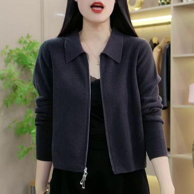 Veste courte zippée polyvalente et ample pour femme