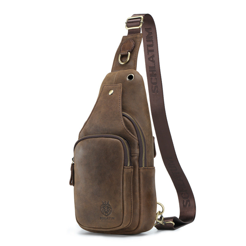 Sac bandoulière avant pour homme en cuir de vachette pleine fleur, style rétro européen et américain
