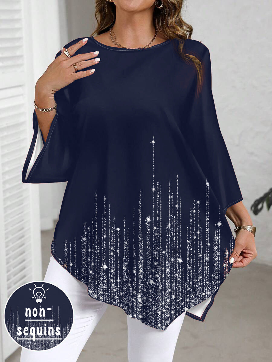 Haut décontracté et polyvalent pour femme grande taille avec un motif dégradé