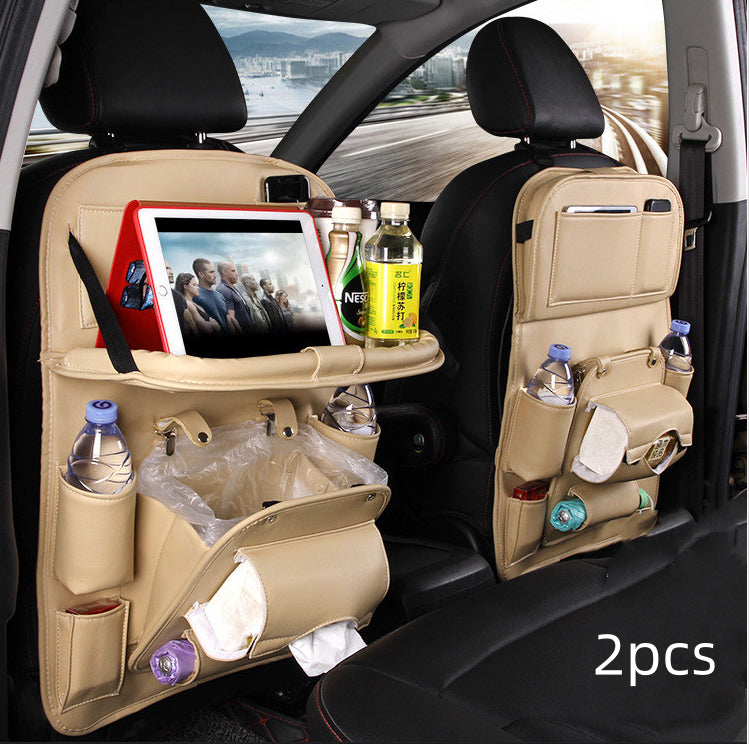 Sac de rangement de voiture en cuir PU multifonction, plateau de dossier de siège, sac de suspension étanche, organisateur de voiture, accessoires intérieurs automobiles