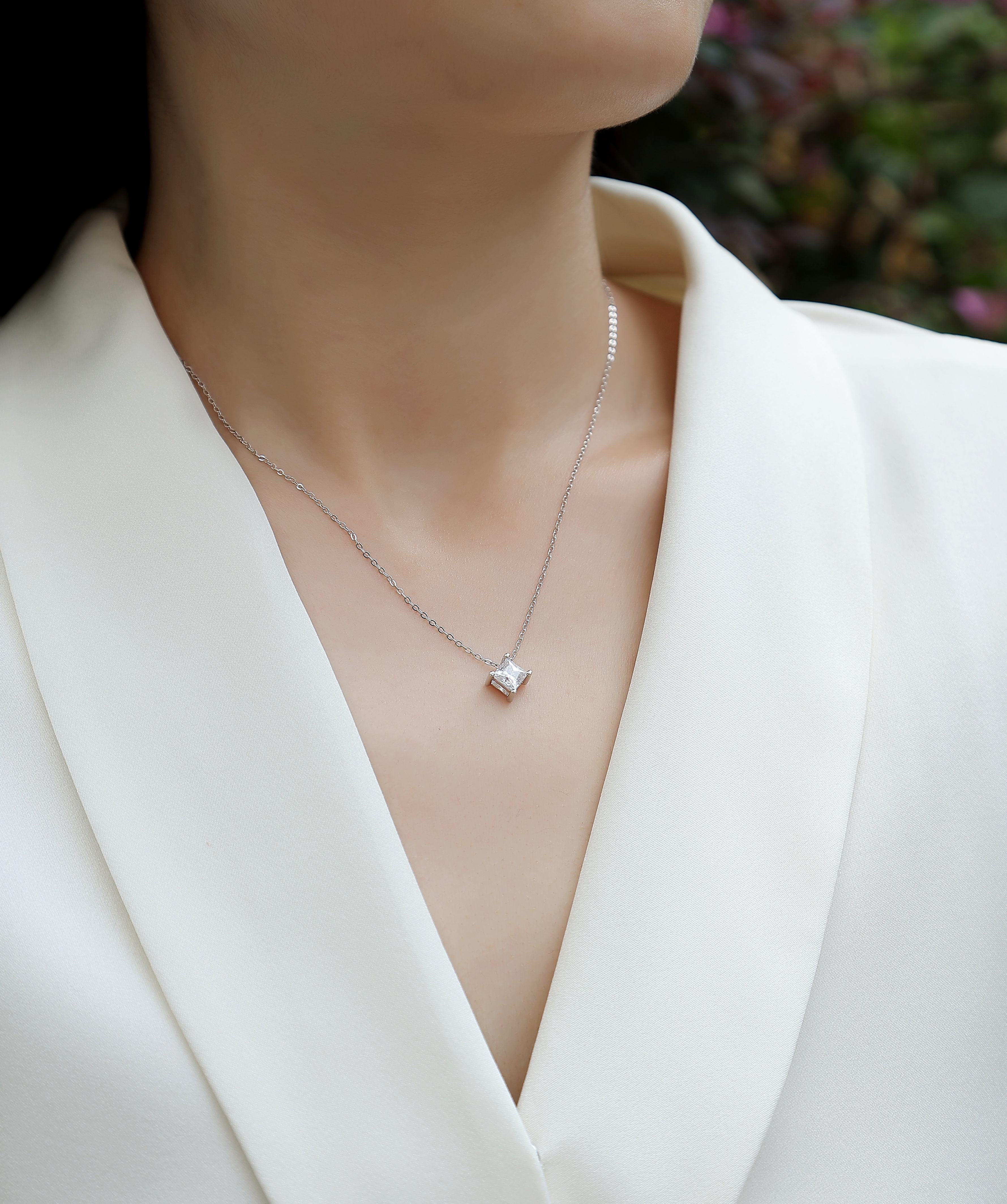 1Stay Together - Un pendentif en argent sterling S925 serti de diamants et de moissanites carrées, à la fois tendance et luxueux. Ventes interdites sur TikTok