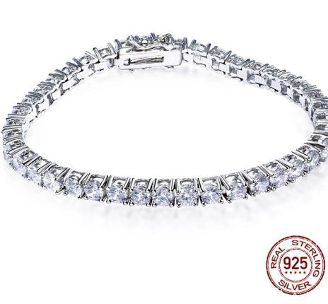 Bracelet en argent S925, longueur de chaîne 17-19 cm (chaîne tennis au choix).