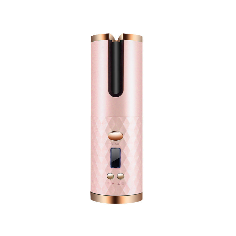 Fer à boucler automatique rechargeable pour femmes, portable, avec écran LCD et surface rotative en céramique pour créer des boucles ondulées.