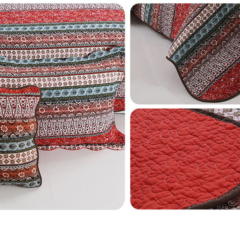 Ensemble de trois pièces de couette en coton et lin, style coton lavé.