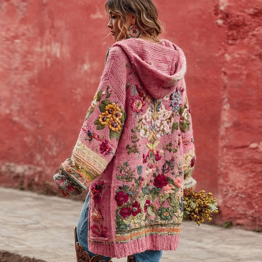 Manteau long ample, imprimé, à col rond et doux pour la peau