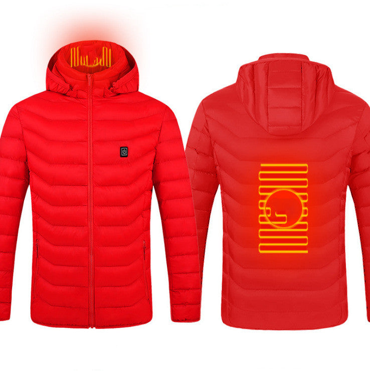 Veste chauffante d'hiver, manteau en coton électrique USB, fermeture éclair, vêtement thermique chauffant, gilet chauffant pour homme