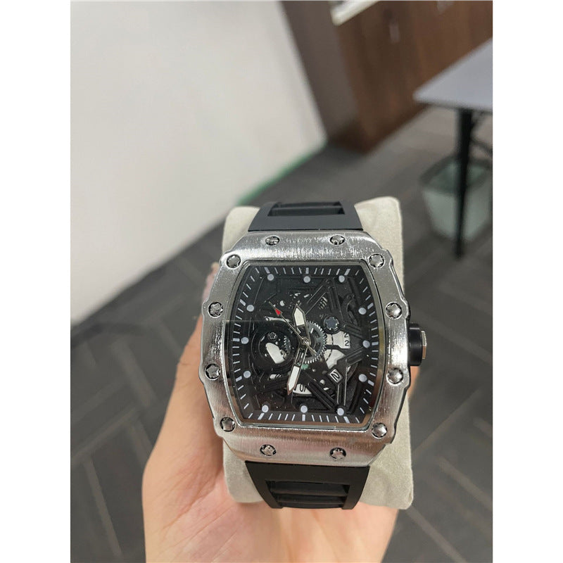 Montre cylindrique pour homme avec mouvement à quartz lumineux (non-bracelet)