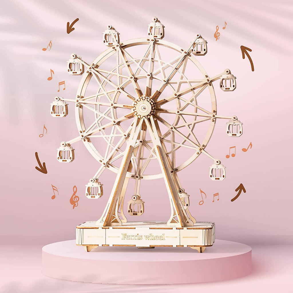 Robotime Modèle de grande roue rotative en bois à monter soi-même avec musique - Jouet pour enfants - Anniversaire TGN01