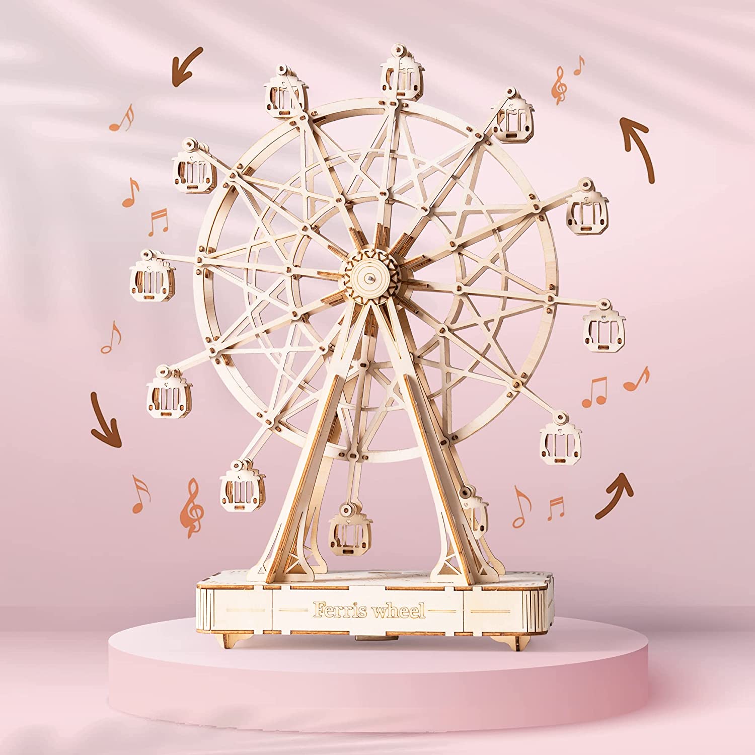 Robotime Modèle de grande roue rotative en bois à monter soi-même avec musique - Jouet pour enfants - Anniversaire TGN01