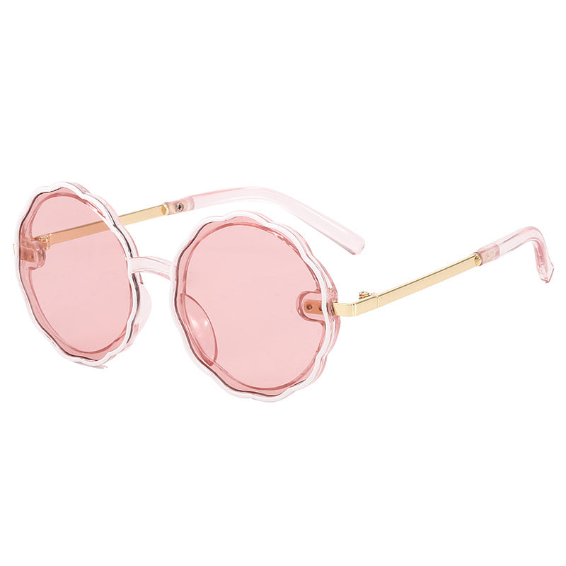 Lunettes de soleil rondes vintage à monture ondulée pour enfants