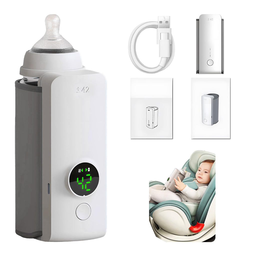 Chauffe-biberon portable sans fil rechargeable par USB avec sac chauffant et chauffe lait à température constante. Housse isolante universelle pour biberons.