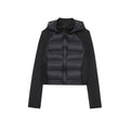 Veste thermique noire patchwork à manches longues et capuche rembourrée en coton
