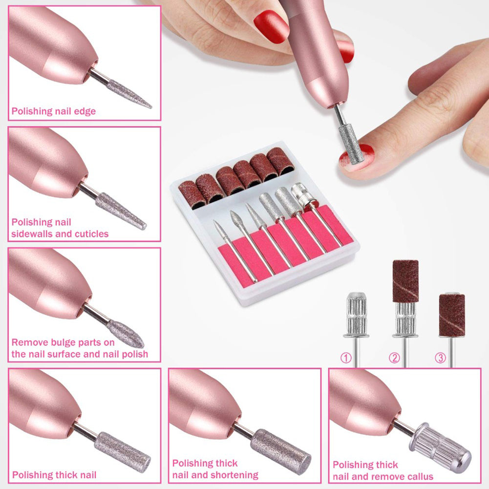 Machine de manucure électrique pour ongles, kit de manucure avec charge USB, fraise et outil de pédicure.