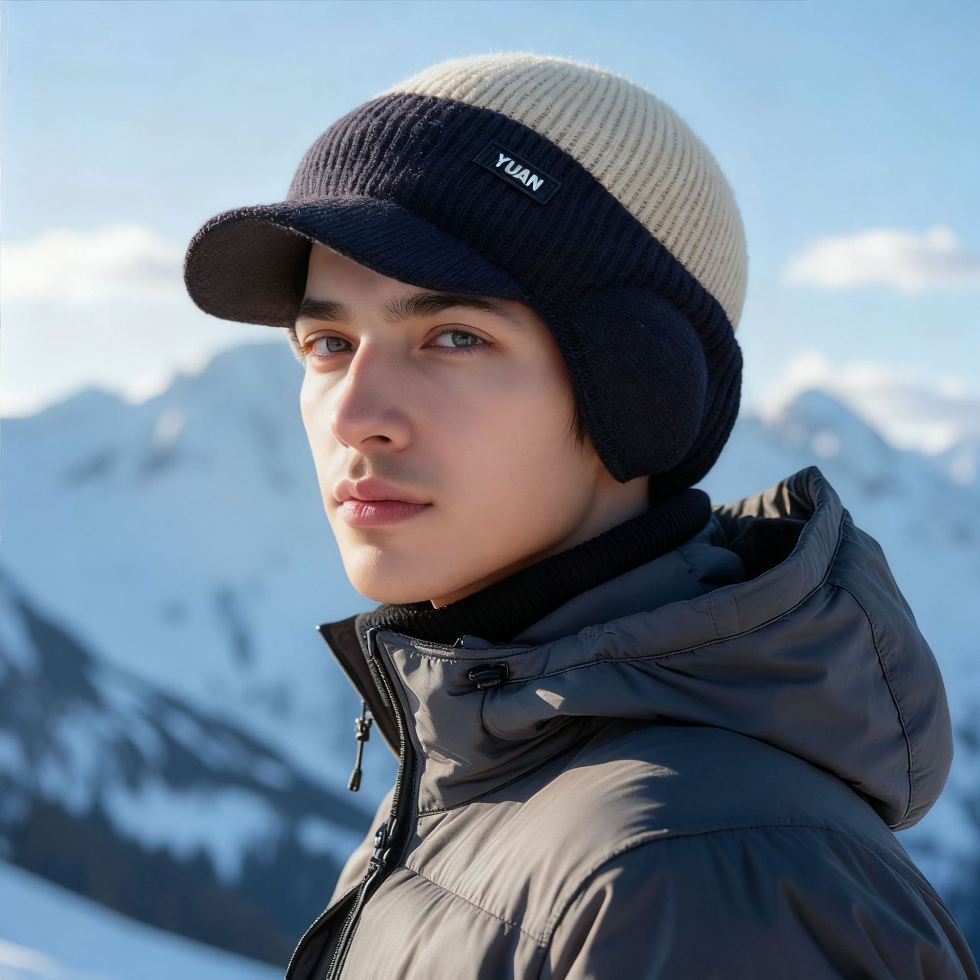 Bonnet chaud épais doublé polaire pour homme