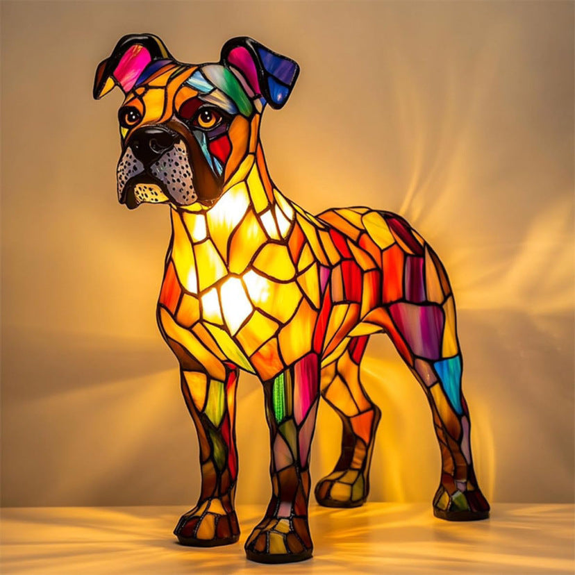 Lampes en résine représentant un chien étrange et coloré