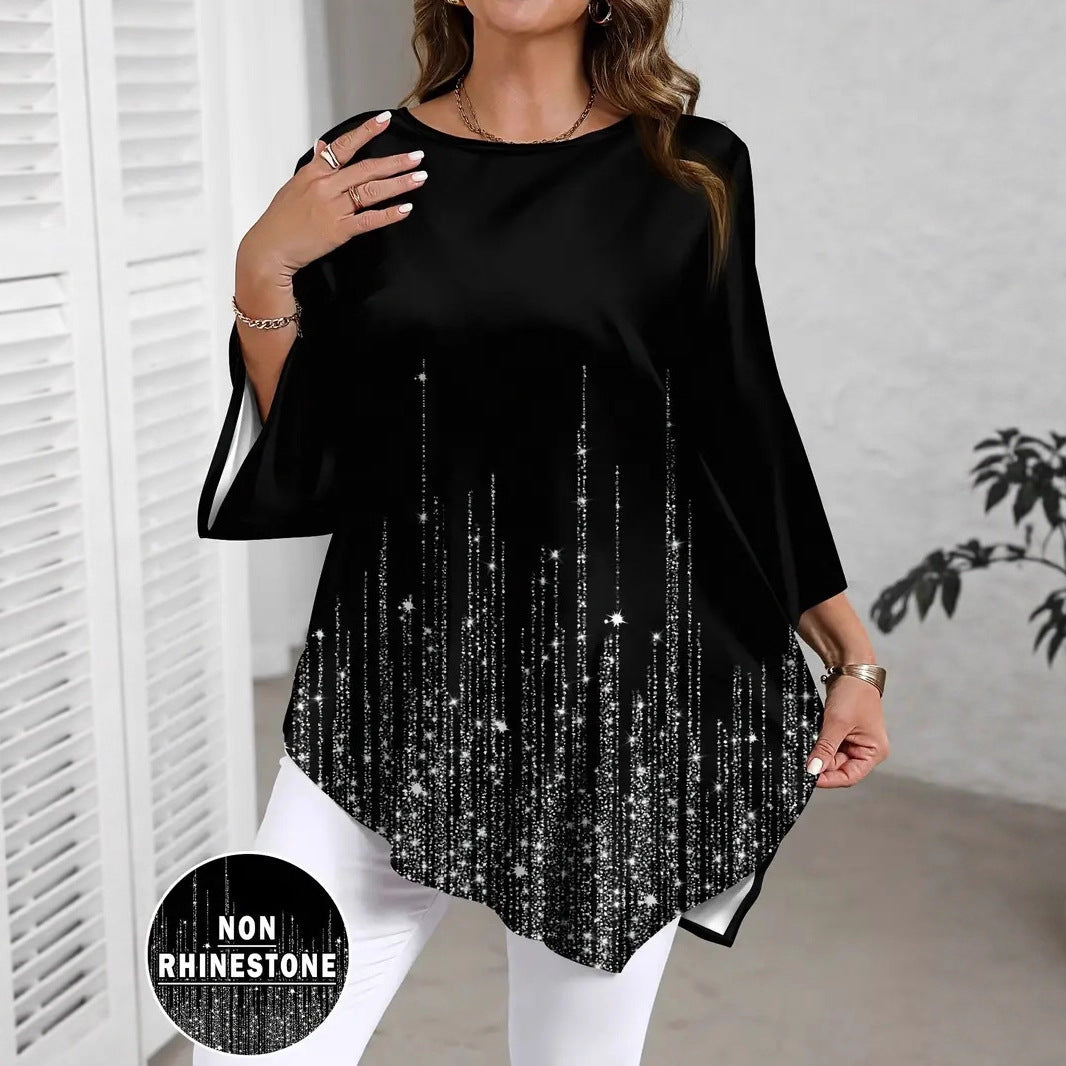 Haut décontracté et polyvalent pour femme grande taille avec un motif dégradé