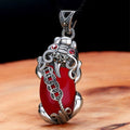Collier en argent pur 999 Pi Xiu et grenat pour femme