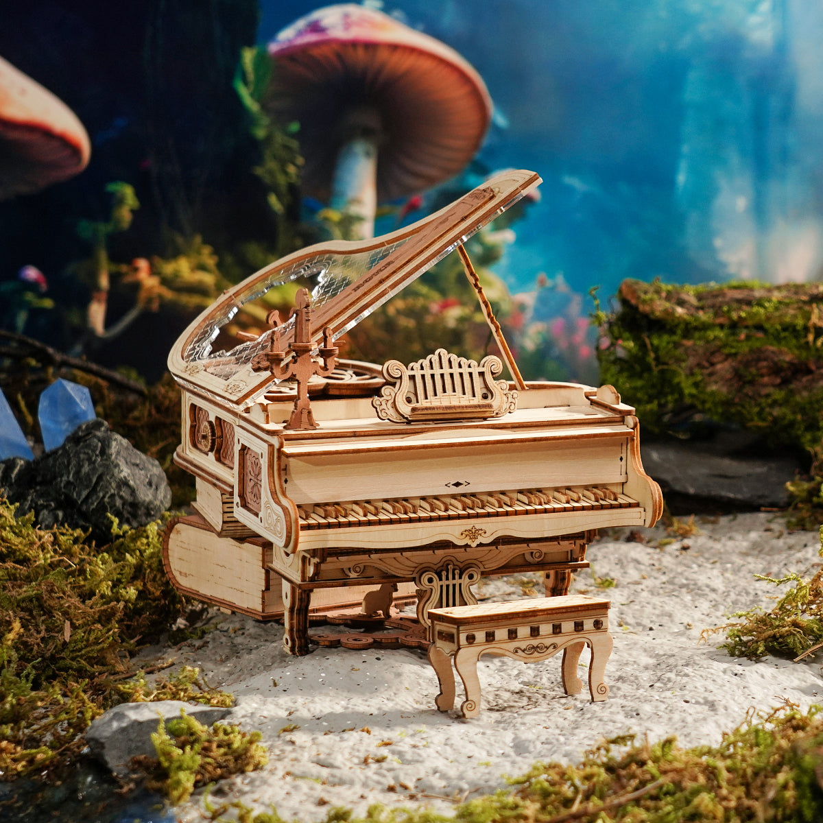 Robotime Puzzle 3D en bois 223 pièces Piano magique Boîte à musique mécanique Jouet Cadeau de bureau pour hommes et femmes Loisirs AMK81