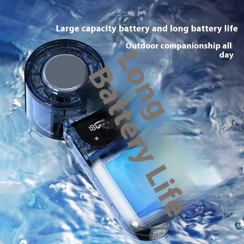 Handheld Ice Compress Digital Display Fan Outdoor Portable USB Charging Mini Long Endurance Fan