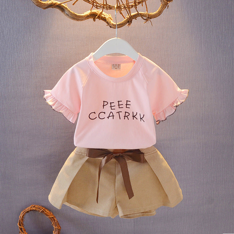 Ensemble 2 pièces fille été - T-shirt et short coton sport
