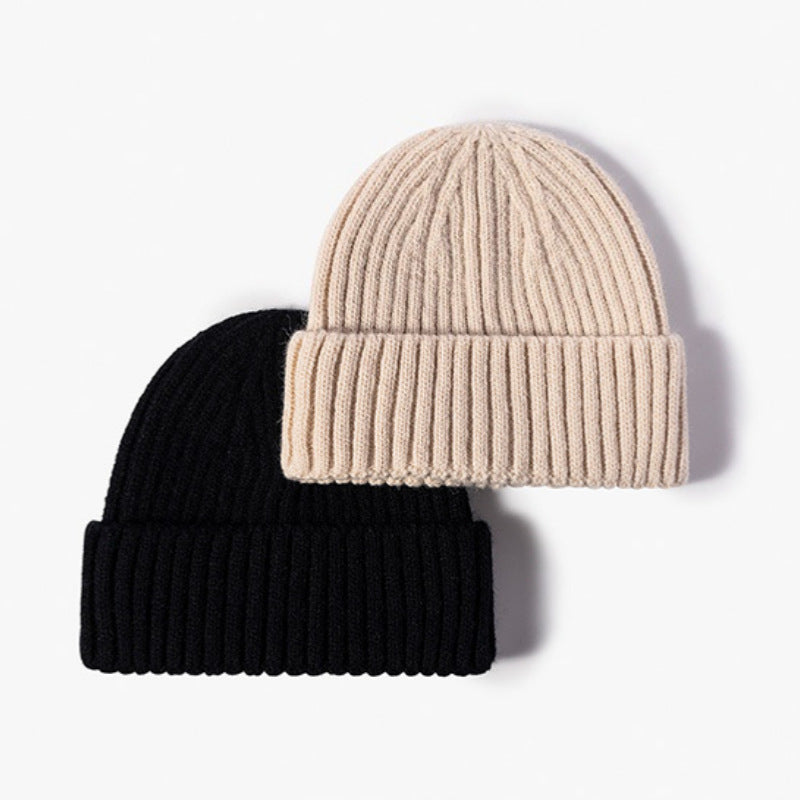 Bonnet de pêcheur court à revers tricoté pour homme et femme, chaud pour l'hiver