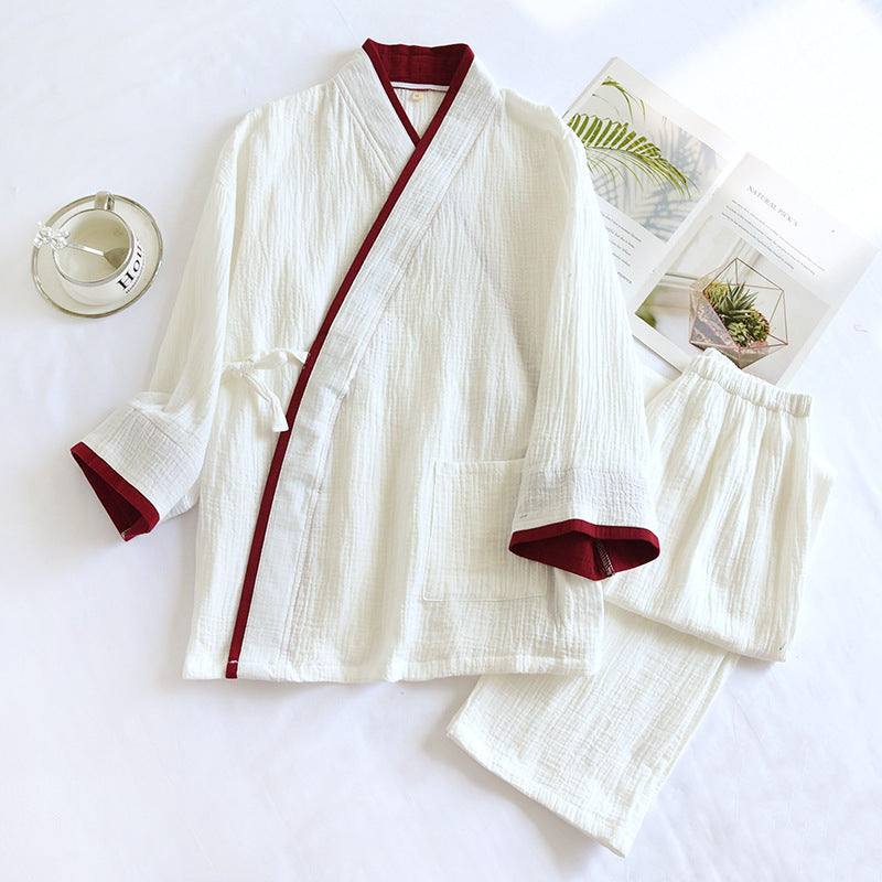 Ensemble kimono Hanfu pour homme en gaze de coton pur