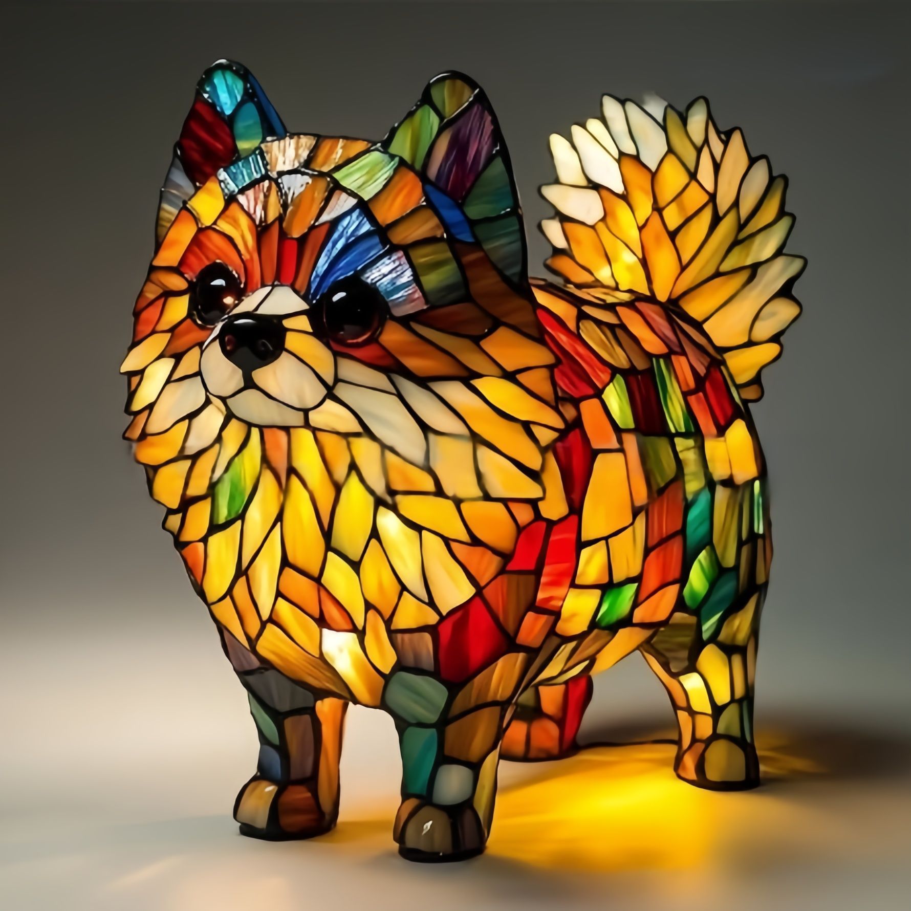 Lampes en résine représentant un chien étrange et coloré