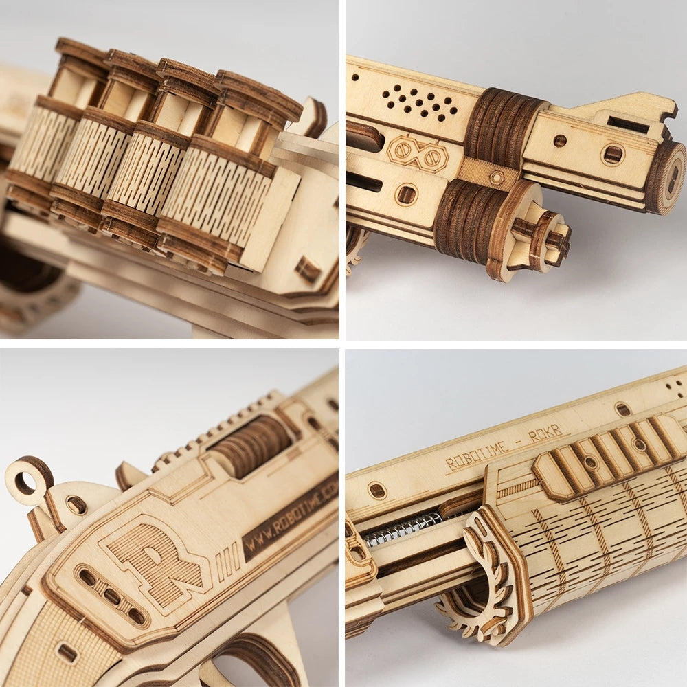 Robotime ROKR Revolver - Maquette de pistolet - Puzzle 3D en bois - Jeu de construction - Cadeau idéal pour enfants (garçons) - Cadeau d'anniversaire