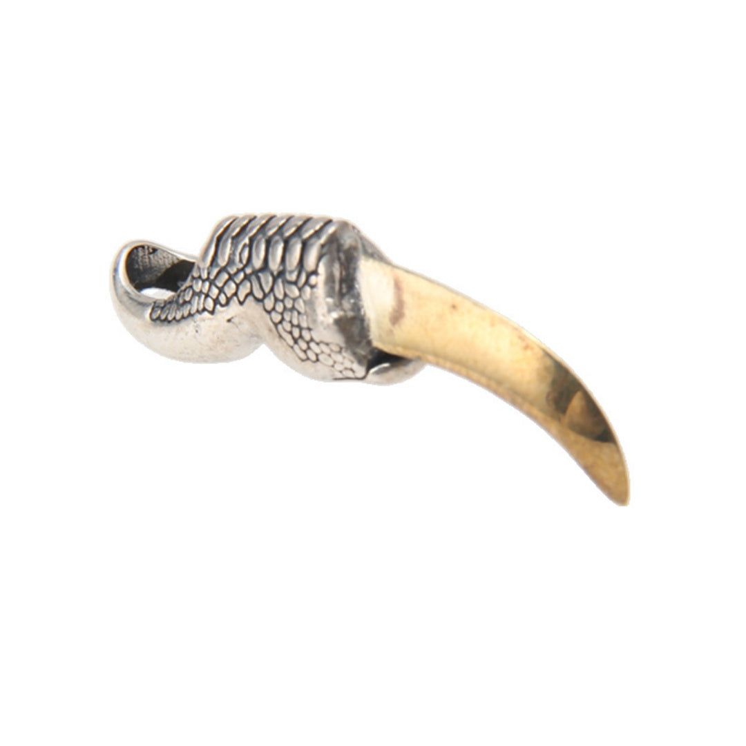 Pendentif en argent sterling 925 style vintage avec griffe d'aigle et dinosaure doré